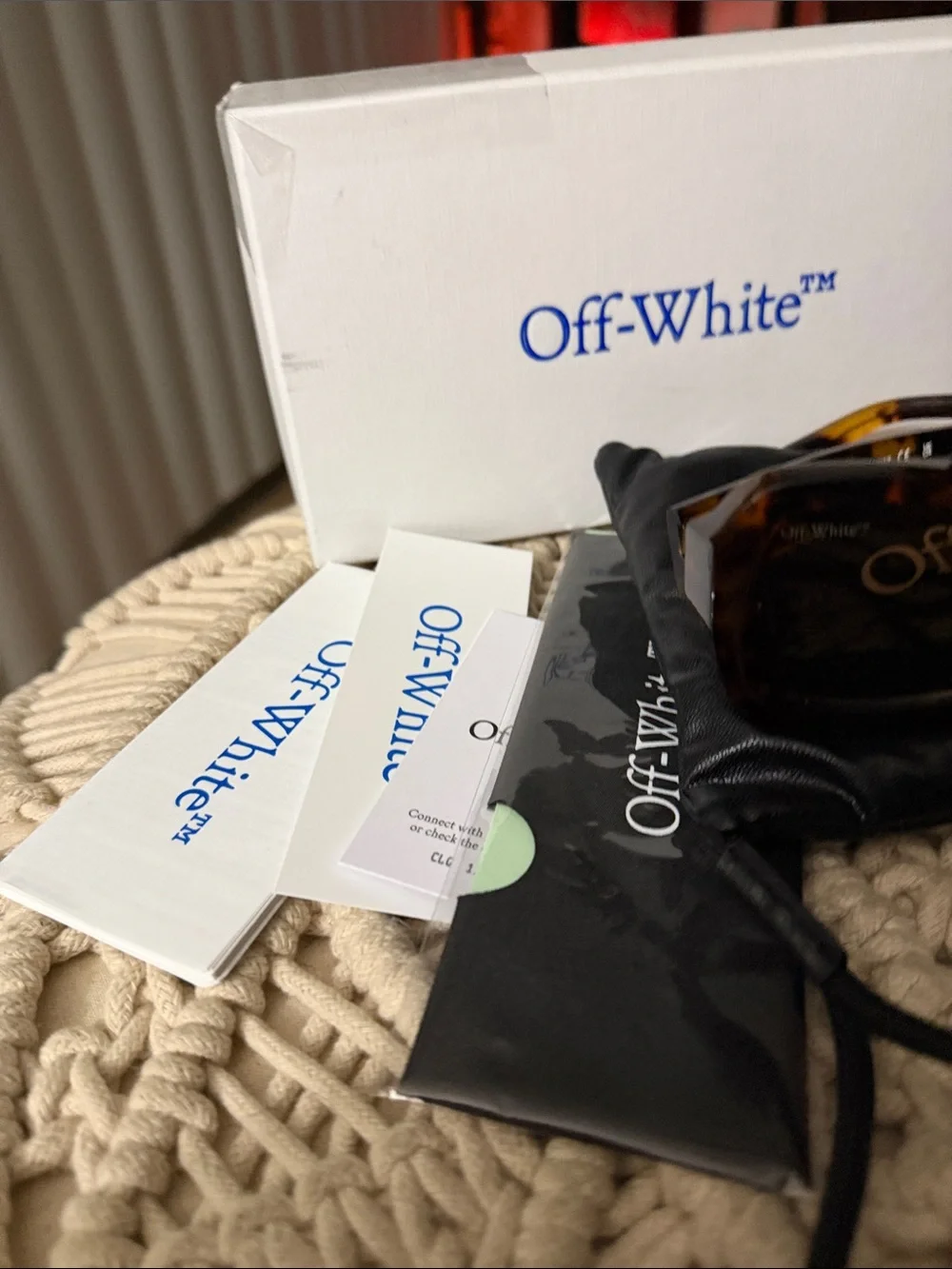 Off-White Brown Tortoiseshell Rectangular Sunglasses